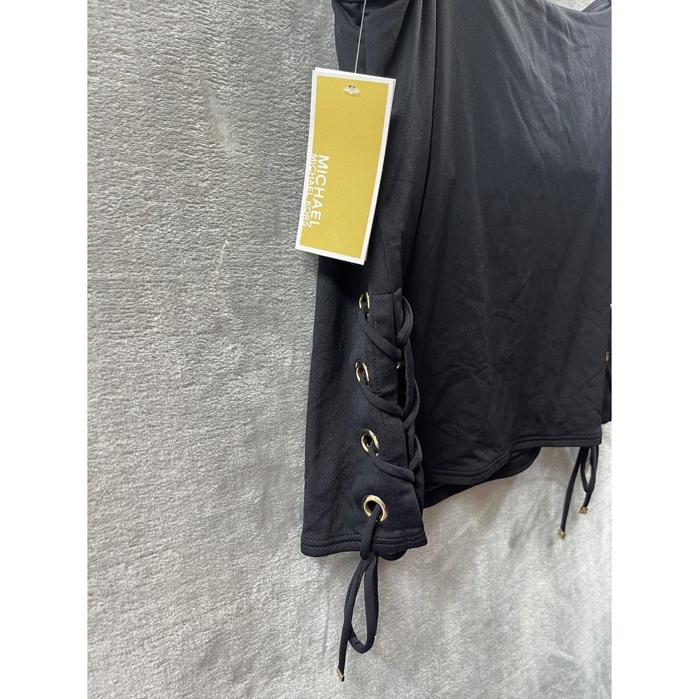 Michael Michael Kors Black Lace Up Side Tankini Top MM30322 Womens Size M NEW - Picture 10 of 11